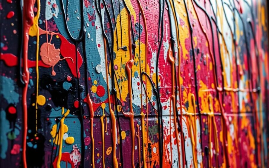 technika drip painting Jacksona Pollocka